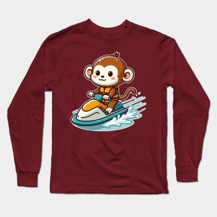 cute monkey Jetskiing Long Sleeve T-Shirt